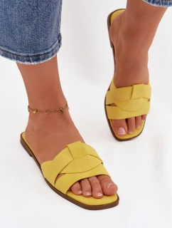 Dámské ploché sandály s pásky Eko Zamszové Žluté Florane