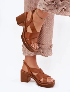 Sandály na podpatku 1081 Hnědé - Step in style