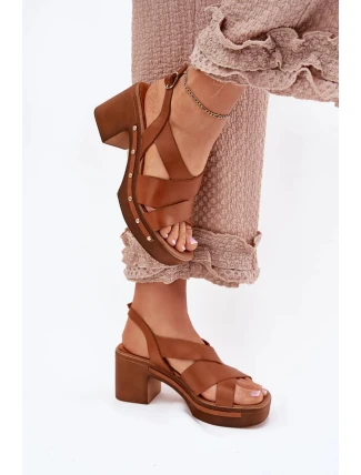 Sandály na podpatku 1081 Hnědé - Step in style