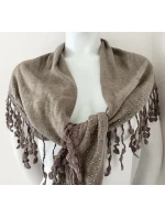 Dámský šedohnědý šátek s třásněmi - FPrice Dámský šedohnědý šátek s třásněmi - FPrice