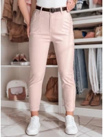 Dámské kalhoty slim fit s páskem TAIRONIK růžové FashionStreet UY2548