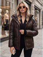 Dámská zimní prošívaná bunda s kapucí, hnědá, FashionStreet TY5965 Dámská zimní prošívaná bunda s kapucí, hnědá, FashionStreet TY5965