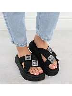 Dámské žabky na platformě se zirkony černé Potocki 16347