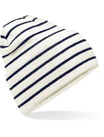 Beechfield B 39R Pletená čepice s pruhy a manžetou 53.039R soft white/french navy