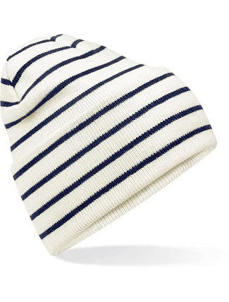 Beechfield B 39R Pletená čepice s pruhy a manžetou 53.039R soft white/french navy