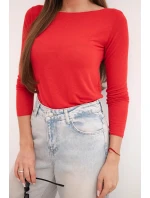 Dámská svetr z kašmíru s kulatým výstřihem a dlouhým rukávem červená