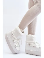 Dámské bílé zimní boty s vázáním Toolsa
