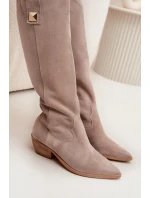 Kožené Semišové Kozačky Kovářky Vyhřívané Zazoo 4224 Cappuccino