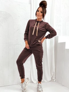 Dámský velurový komplet v čokoládové barvě (637)