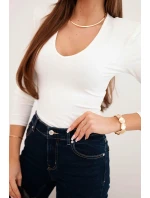 Dámská blůza s V výstřihem a dlouhým rukávem ecru