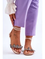 Dámské sandály s ozdobnými motýlky Béžove Jeane