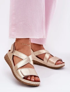 Kožené Dámské Sandály Na Suchý Zip Maciejka L6848-25 Zlaté