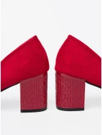 Designové dámské červené lodičky na širokém podpatku Designové dámské červené lodičky na širokém podpatku