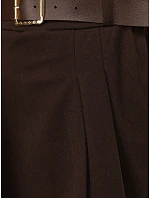 Dámské plisované sukně-šortky s páskem, čokoládová barva, FashionStreet SY0620