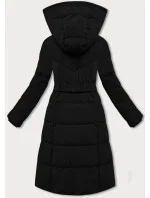 Černá dámská zimní bunda s páskem LHD (LHD-24575)