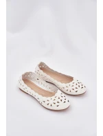 Dětské Perforované Baletky S Leskem Bílé Zindira
