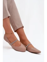 Dámské baleríny s lesklými pásky Ilirene – tmavě béžové