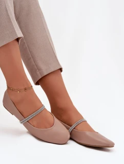 Dámské baleríny s lesklými pásky Ilirene – tmavě béžové