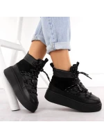 Dámské sněhové boty na pltform 24-72302BK / WOL280A Černá - Potocki