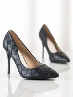 Jedinečné dámské lodičky černé na jehlovém podpatku Jedinečné dámské lodičky černé na jehlovém podpatku