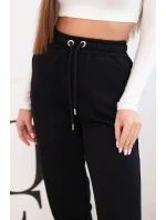 Dámské bavlněné kalhoty s gumou v pase černé