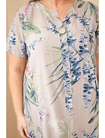 Dámské viskózové šaty Plus Size s krátkým rukávem a výstřihem na knoflíky fango