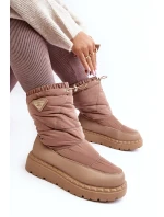 Dámské sněhule na tlusté podešvi tmavě béžové Lureta
