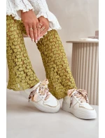 Dámské Tenisky Na Platformě S Dekorativním Šněrováním Bílé Mistra