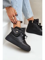 Vysoké sneakersy s kapsou na platformě černé Saramis