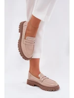 Dámské Lakované Mokasíny Se Zdobením Béžové Nallae