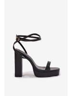 Dámské Sandály Na Podpatku S Páskem Černé Fevenne