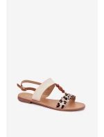 Plné Dámské Sandály S Korálky Panterka Béžové Virona