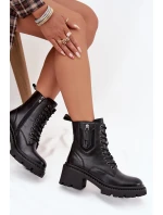 Kožené dámské kotníčkové boty na klínku vyhřívané Vinceza 86418 Černé