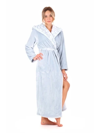 Dámský župan Flora s kapucí 3956 jednobarevný ledově modrá - Vestis Dámský župan Flora s kapucí 3956 jednobarevný ledově modrá - Vestis