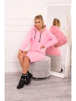 Šaty s kapucí a bočním rozparkem růžové Šaty s kapucí a bočním rozparkem růžové