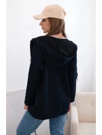 Dámská mikina s kapucí a šňůrkou dole tmavě modrá