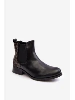 Dámské nízké botky sztyblety s ozdobou černou Donname