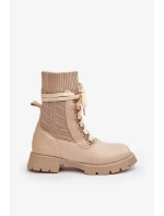 Dámské světle béžové šněrovací kotníkové boty Gentiana Dámské světle béžové šněrovací kotníkové boty Gentiana