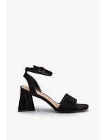 Dámské sandály na vysokém podpatku vyrobené z Eco Suede Black Upttima