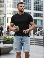 Pánské klasické černé tričko FashionStreet RY5671