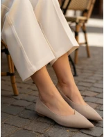 Dámské semišové baleríny se špičatou špičkou béžové barvy FashionStreet ZY1426