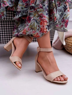 Dámské Sandály Na Podpatku Semišové Béžové Lexi