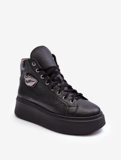 Dámské vysoké tenisky na zip Lemar černé Katerin