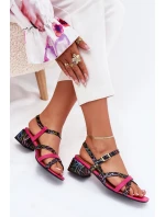 Dámské Kožené Sandály Na Podpatku S Pásky Maciejka 06959-39 Fuchsie