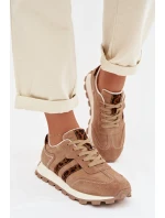 Dámské semišové tenisky na platformě Leopardí vzor LR61-7071 Hnědé