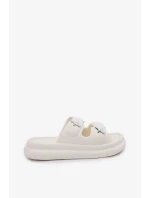 Dámské pěnové pantofle na platformě – ecru