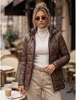 Dámská prošívaná bunda s odnímatelnou kapucí, hnědá, FashionStreet TY5796 Dámská prošívaná bunda s odnímatelnou kapucí, hnědá, FashionStreet TY5796