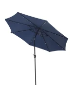 ZAHRADNÍ SLUNEČNÍK S LED OSVĚTLENÍM 300 CM TMAVĚ MODRÝ