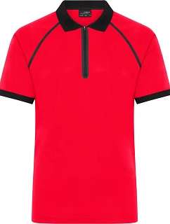 Daiber JN 1308 Pánské piqué polo se zipem 02.1308 light red/black