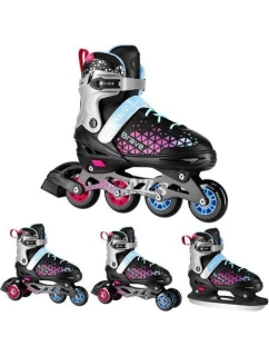 NH18190A Kolečkové brusle 4 v 1 BRAVE Pink velikost S(29-33) s hokejovým chráničem velikosti NILS EXTREME